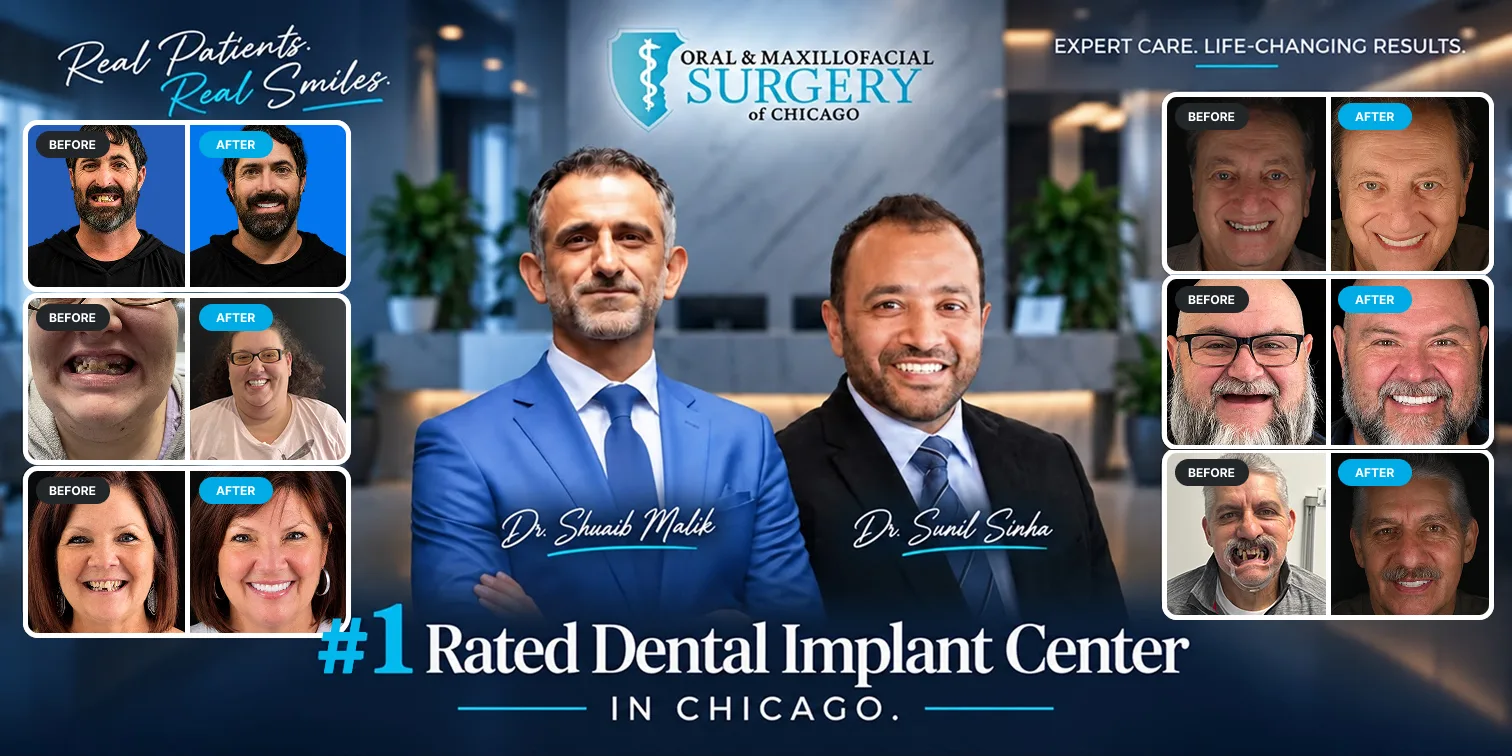 OMFS of Chicago - #1 Rated Dental Implant Center with Dr. Shuaib Malik and Dr. Sunil Sinha and real patient smile transformations
